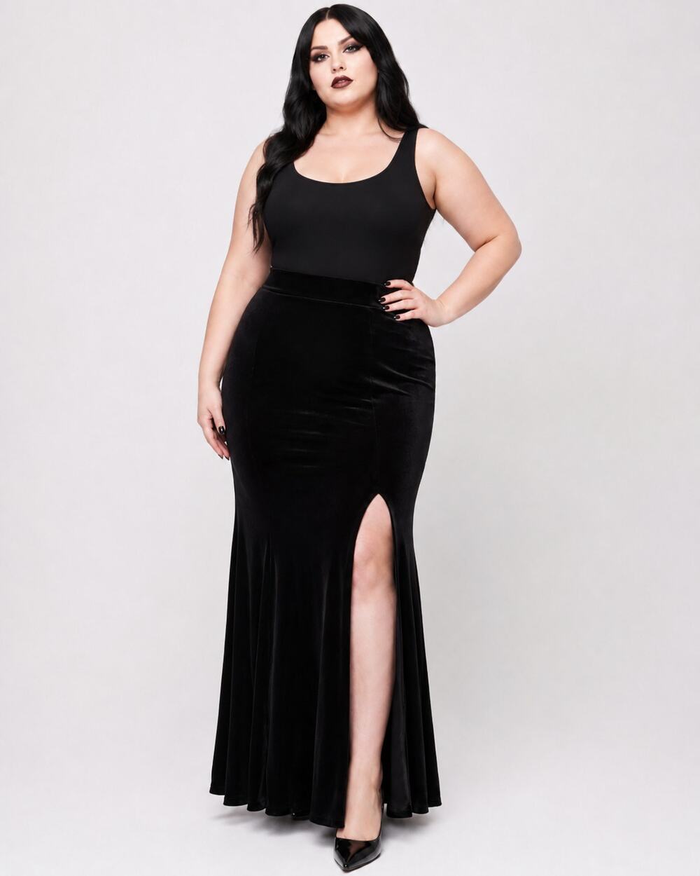 New Killstar Void Viper Velvet Maxi Skirt Black Plus Size 4XL NWT